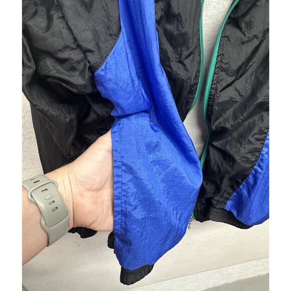 Vintage 80s 90s Windbreaker Size Large Active Sensations Track Suit Jacket Black - Picture 9 of 9